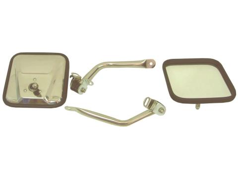 Door Mirror Kit CJ-Style Stainless Steel 97-06 Jeep Wrangler TJ Rugged Ridge