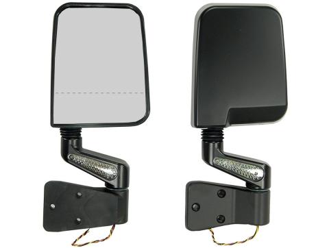 Door Mirror Kit LED Turn Signal Dual Focus Black 87-02 Wrangler Rugged Ridge