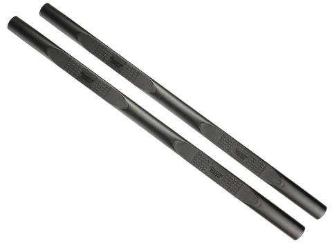 Tube Side Step Kit Oval 4.25 Inch Black 07-18 Wrangler JKU 4 Door Rugged Ridge