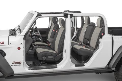 Jeep Wrangler Front and Rear Neoprene Seat Covers for 20-Up Jeep Gladiator JT w/Cloth Interior Light Gray Diver Down