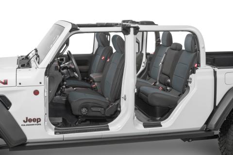 Jeep Wrangler Front and Rear Neoprene Seat Covers for 20-Up Jeep Gladiator JT w/Leather Interior Charcoal Diver Down