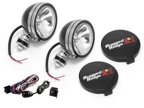 Light Kit Halogen 6 Inch Black Steel Housing 2 Piece Rugged Ridge