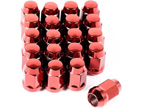 Wheel Lug Nut Set of 20 1/2-20 Red Rugged Ridge