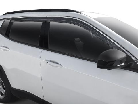 Low Profile Ventvisor Deflector Smoke with Chrome Trim Outside Mount 4 Piece For 2022-2025 Jeep Wagoneer Husky Liners