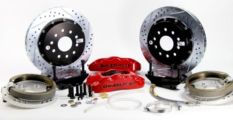Brake System 13 Inch Rear Pro+ w/Park Brake Red Ford 9 Inch 5 on 5 Torino Bearing BAER Brakes
