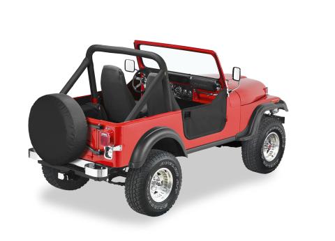 Lower Fabric Half Doors For Jeep 1976-1986 CJ7 W/Wedge Style Strikers With Wedge Style Strikers Black Denim Bestop