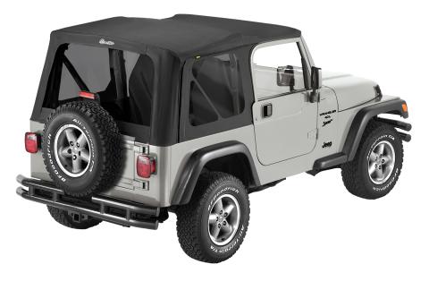 Replace-A-Top for OEM Hardware For Jeep 1997-2002 Wrangler TJ Tinted Black Sailcloth No Door Skins Included Bestop