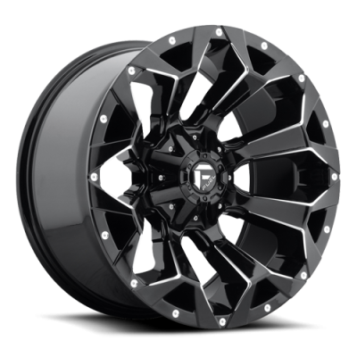Aluminum Wheels 18X9 Assault D576 6 On 135/6 On 139.7 Gloss Black Milled 106.1 Bore 19 Offset 8 Spoke 45 Lbs Fuel Off Road Wheels
