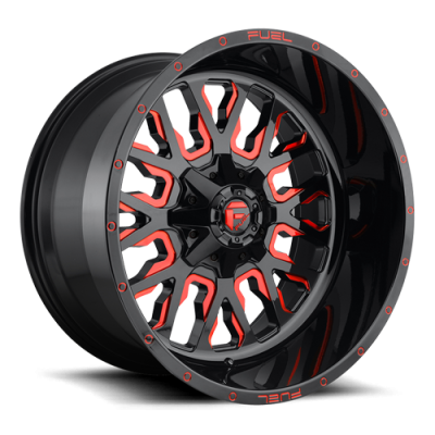 Aluminum Wheels 18X9 Stroke D612 8 On 165.1 Gloss Red Milled 125.2 Bore -12 Offset Fuel Off Road Wheels
