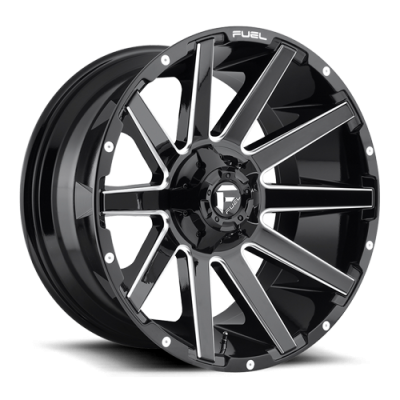 Aluminum Wheels 20X9 Contra D615 6 On 135/6 On 139.7 Gloss Black Milled 106.3 Bore 1 Offset Multi Spoke Fuel Off Road Wheels