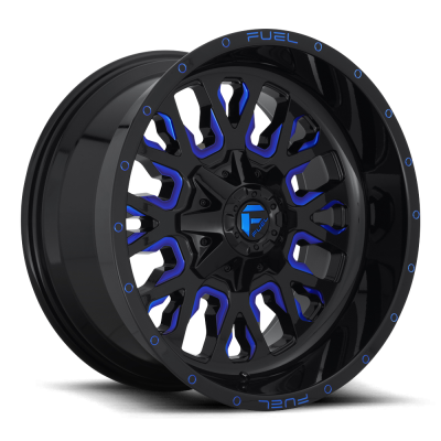 Aluminum Wheels 20X9 Stroke D645 8 On 180 Gloss Blue Milled 124.3 Bore 1 Offset Fuel Off Road Wheels