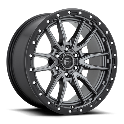 Aluminum Wheels 22X12 Rebel D680 6 On 139.7 Matte Gunmetal Gray Black Bead Ring 106.1 Bore -44 Offset Fuel Off Road Wheels