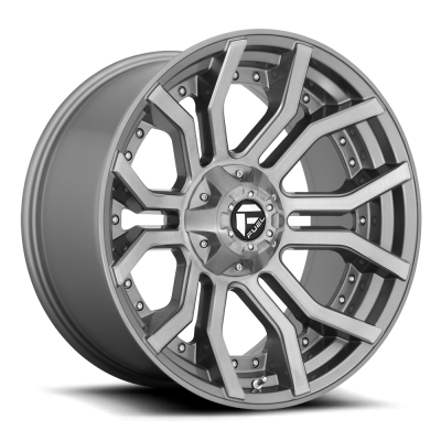 Aluminum Wheels 20X10 Rage Platinum D713 8 On 165.1 Brushed Gunmetal Gray Tinted Clear 125.1 Bore -18 Offset Fuel Off Road Wheels