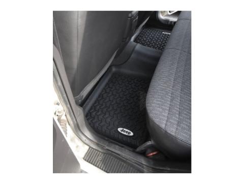 All Terrain Floor Liner Rear Black Jeep Logo 84-01 Cherokee XJ Rugged Ridge