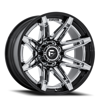 Aluminum Wheels 22X10 Brawl FC401PB 8 On 170 Chrome/Gloss Black Lip 125.1 Bore -18 Offset Fuel Off Road Wheels