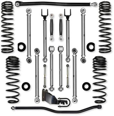 2.5 Inch X-Factor PRO No Limits Mid-Arm Suspension System for Jeep Wrangler JLU 4XE Models With No Shocks Rock Krawler