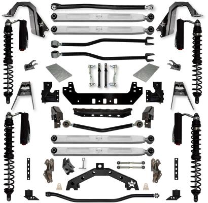 4.5 Inch Adventure X2 Pro Elite Coilover Long-Arm Suspension System for Jeep Wrangler JLU Gas Models Trail Runner System Stage 2 Rock Krawler