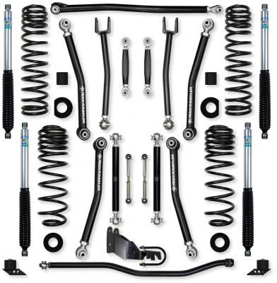 4.5 Inch X-Factor No Limits Mid-Arm Suspension System for Jeep Wrangler JLU 4XE Models Comp Stage 1 With Bilstein Shocks Rock Krawler