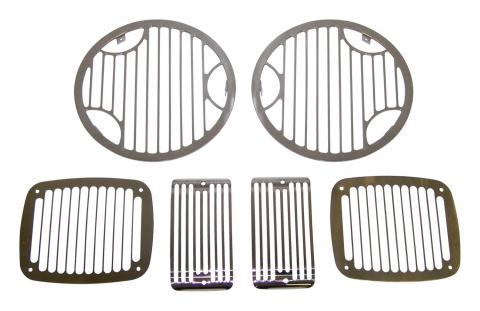 Headlight / Tail Light Guard Set 1997-2006 TJ Wrangler Headlamp/Tail Lamp/Turn Signal Guards Billet Stainless Steel RT Off Road