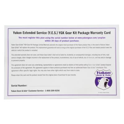 Extended Service (Yes) Plan Warranty For Gear Kits Y.E.S. Gear Kit - Extended Service Warranty Yukon Gear