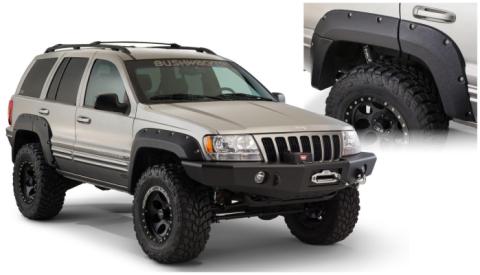 Black Jeep Cutout Style Textured Finish Rear Fender Flares For 1999-2004 Jeep Grand Cherokee Bushwacker