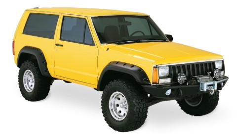 Black Jeep Cutout Style Textured Finish 4-Piece Fender Flare Set For 1984-2001 Jeep Cherokee 2-Door Bushwacker