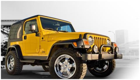 Black Pocket/Rivet Style Textured Finish 4-Piece Fender Flare Set Standard Flare Coverage For 1997-2006 Jeep Wrangler TJ Bushwacker