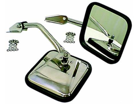 Door Mirror Kit CJ-Style Chrome 55-86 Jeep CJ5/CJ6/CJ7/CJ8 Rugged Ridge