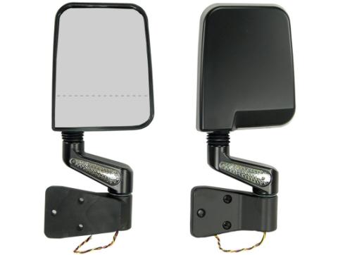 Door Mirror Kit LED Turn Signal Dual Focus Black 87-02 Wrangler Rugged Ridge