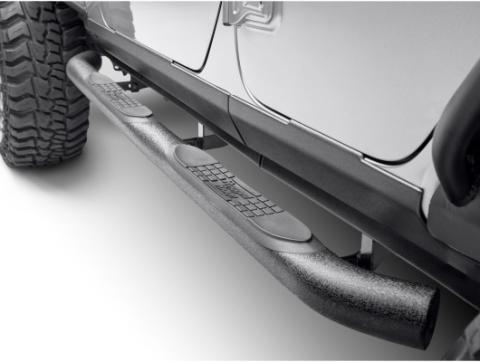 Side Step 3 Inch Round Black 18-Present Wrangler Unlimited JLU 4 Door Rugged Ridge