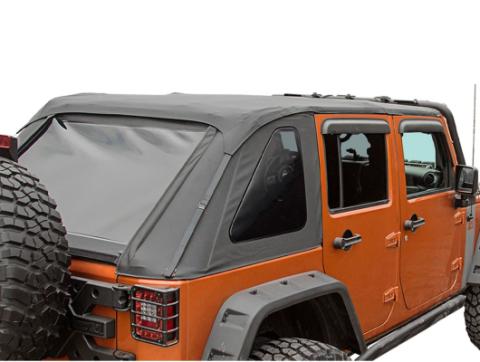 Bowless Soft Top Black Diamond 07-18 Jeep Wrangler JKU 4 Door Rugged Ridge
