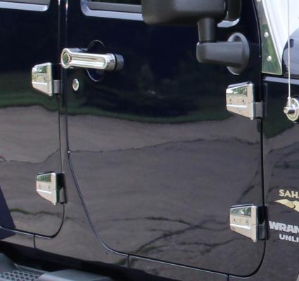 Jeep JK Door Hinge Set 8 Pieces 4 Door 07-18 Wrangler JK Polished Silver Kentrol