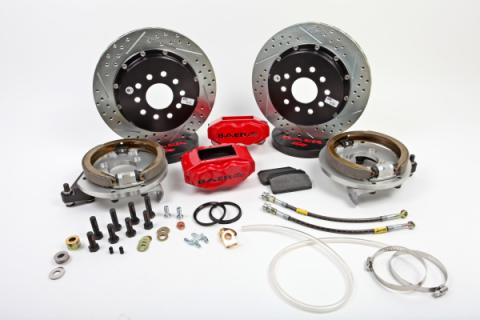 Brake System 13 Inch Rear SS4+ w/Park Brake Red Ford 9 Inch Big Bearing 5 on 5 BAER Brakes