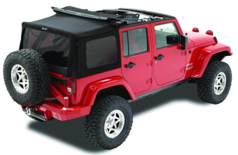 Replace-A-Top for OEM Hardware For Jeep 2010-2018 Wrangler JK 4 Door Tinted Black Premium Twill No Door Skins Included Bestop