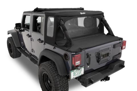 Jeep Wrangler Halftop Soft Top Conversion Kit For Jeep 2007-2018 Wrangler JK 4 Door Black Diamond Bestop
