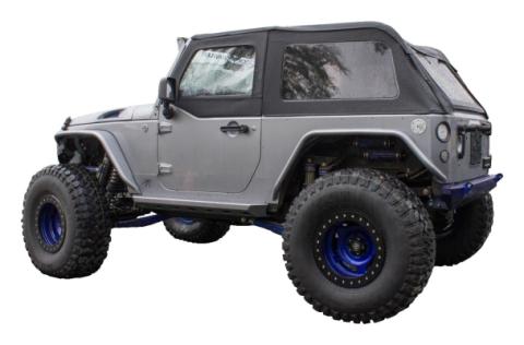 Black Sailcloth Bowless Soft Top w/ Tinted Windows for JK Wrangler w/ 2 Door RT Off Road