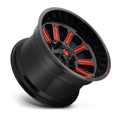Aluminum Wheels 15X8 Hardline D621 5 On 139.7 Gloss Black/Candy Red 108 Bore -18 Offset Fuel Off Road Wheels