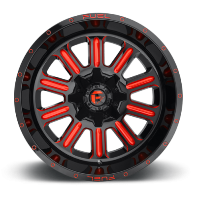 Aluminum Wheels 18X9 Hardline D621 6 On 135/6 On 139.7 Gloss Black/Candy Red 106.1 Bore 2 Offset Fuel Off Road Wheels