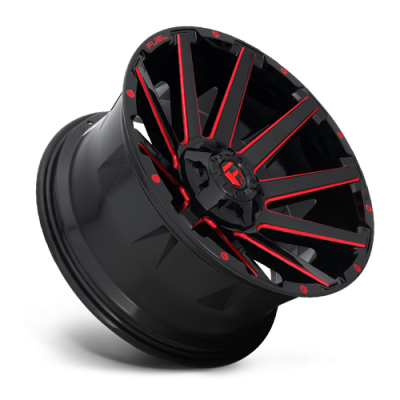 Aluminum Wheels 20X9 Contra D643 8 On 165.1 Gloss Red Milled 125.2 Bore 1 Offset Multi Spoke Fuel Off Road Wheels