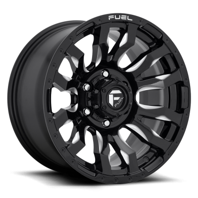 Aluminum Wheels 20X10 Blitz D673 6 On 139.7 Gloss Black Milled 106.1 Bore -18 Offset Multi Spoke Fuel Off Road Wheels