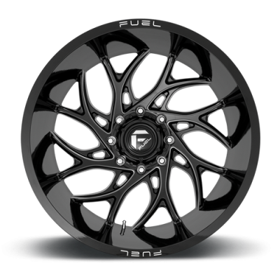 Aluminum Wheels 24X12 Runner D741 8 On 180 Gloss Black Milled 124.3 Bore -44 Offset Fuel Off Road Wheels