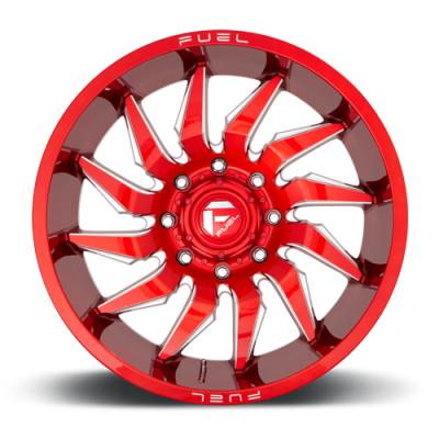 Aluminum Wheels 22X10 Saber D745 6 On 135 Candy Red Milled 87.1 Bore -18 Offset Fuel Off Road Wheels