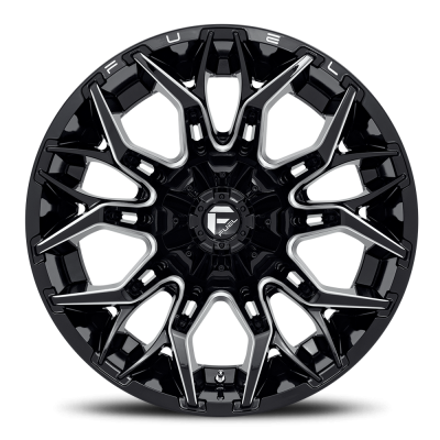 Aluminum Wheels 22X10 Twitch D769 8 On 170 Gloss Black Milled 125.1 Bore -18 Offset Fuel Off Road Wheels