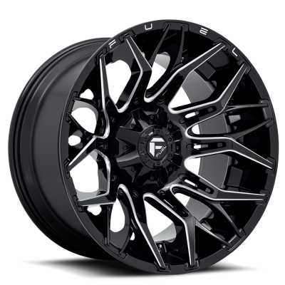 Aluminum Wheels 22X12 Twitch D769 8 On 180 Gloss Black Milled 124.3 Bore -44 Offset Fuel Off Road Wheels