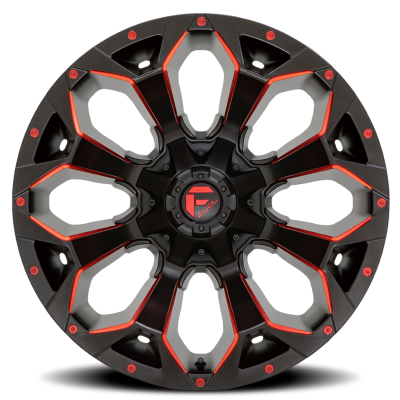 Aluminum Wheels 20X9 Assault D787 5 On 139.7/5 On 150 Matte Black Milled Red Tint 110.1 Bore 1 Offset Fuel Off Road Wheels