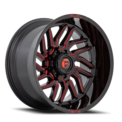 Aluminum Wheels 22X12 Hurricane D808 5 On 139.7 Gloss Black/Red Milled 78.1 Bore -44 Offset Fuel Off Road Wheels