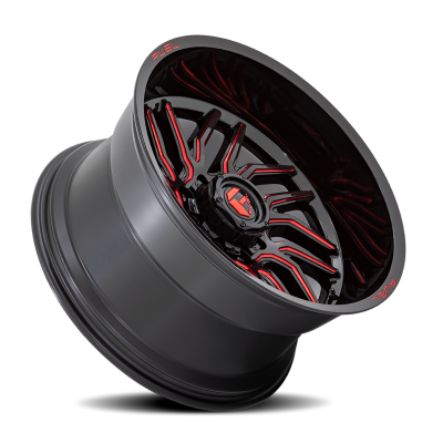 Aluminum Wheels 22X12 Hurricane D808 5 On 139.7 Gloss Black/Red Milled 78.1 Bore -44 Offset Fuel Off Road Wheels