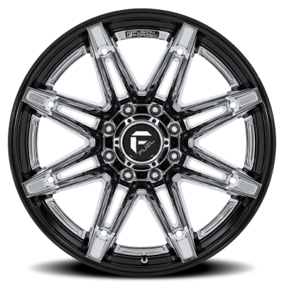 Aluminum Wheels 22X10 Brawl FC401PB 8 On 170 Chrome/Gloss Black Lip 125.1 Bore -18 Offset Fuel Off Road Wheels