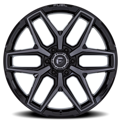 Aluminum Wheels 18X9 Flux 6 FC854BT 6 On 135 Gloss Black Brushed Gray Tint 87.1 Bore 1 Offset Fuel Off Road Wheels