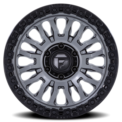 Aluminum Wheels 18X9 Rincon SBL FC857AB 8 On 180 Matte Gunmetal Gray Matte Black Lip 124.2 Bore 1 Offset Fuel Off Road Wheels